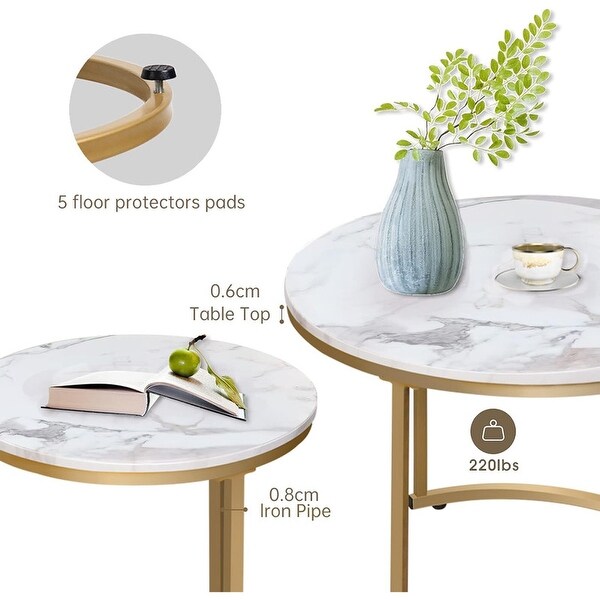 Coffee Table Nesting White Set of 2 Simple Nightstand