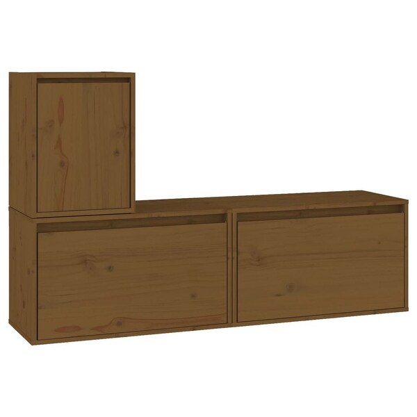 vidaXL TV Cabinets 3 pcs Honey Brown Solid Wood Pine - 23.6