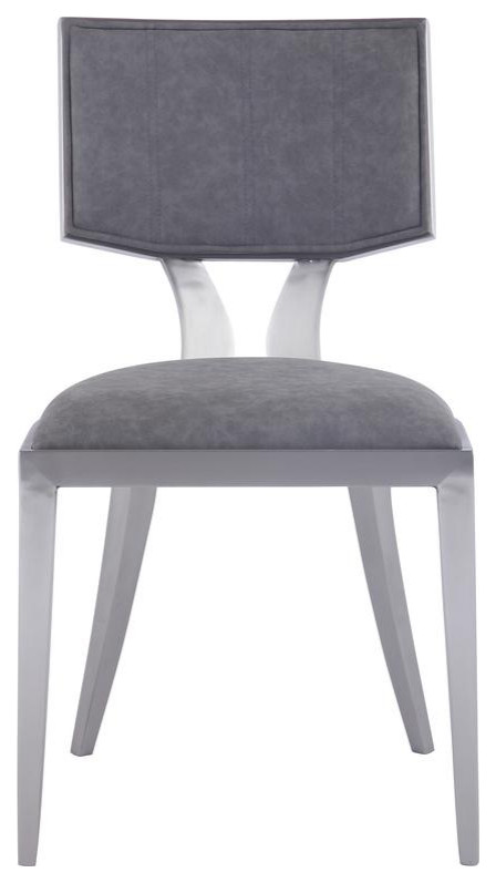 Mid Century Modern Side Chair W/ Floating Back   Set Of 2  Gray   Contemporary   Dining Chairs   by BisonOffice  Houzz