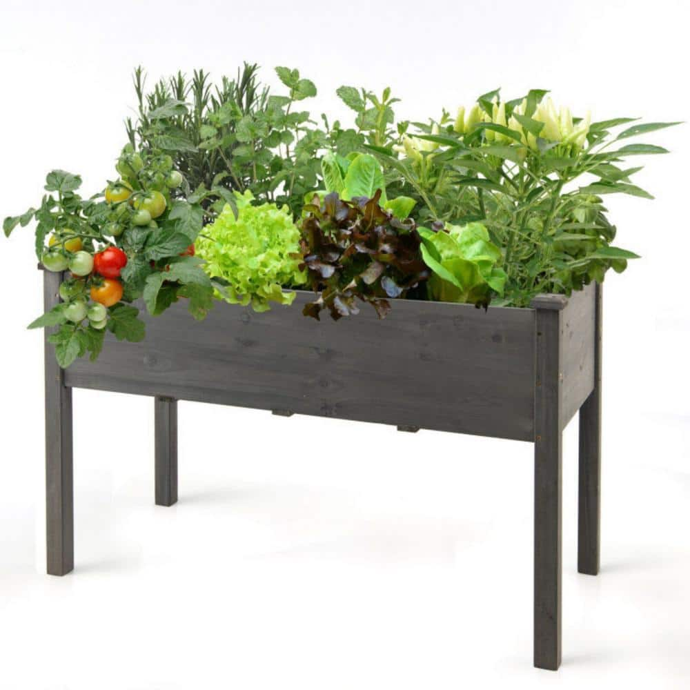 Afoxsos 23.5 in. W  x 49.5 in. L x 30 in. H Grey Cedar Raised Vegetable Garden Bed Elevated Grow Vegetable Planter HDDB1421