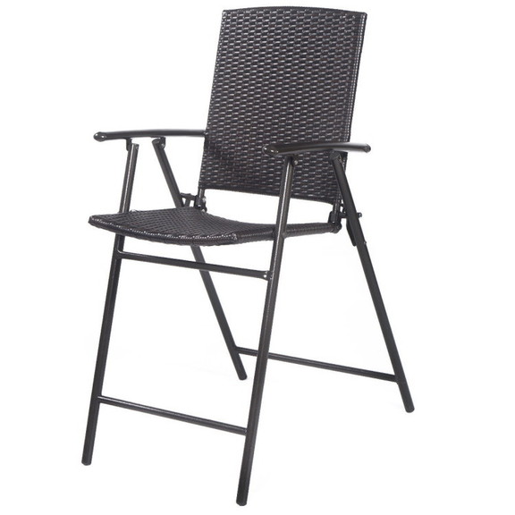 Costway 16247538 Set of 4 Folding Rattan Bar Chair...