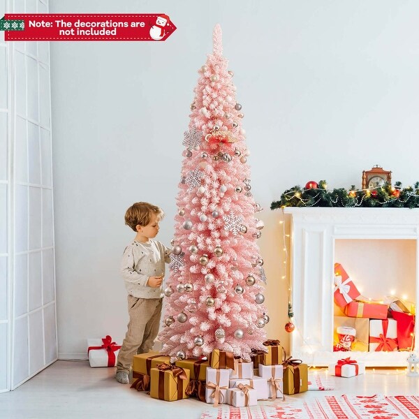 Costway 5/6/7/8 FT Artificial Pink Christmas Tree with