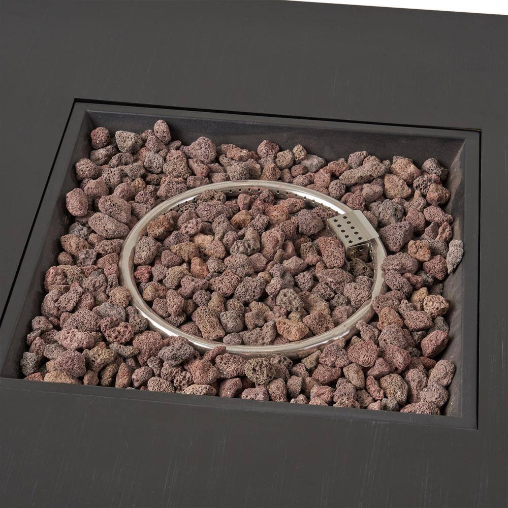 Noble House Reign Dark Gray Square Metal Fire Pit (No Tank Holder) 67262