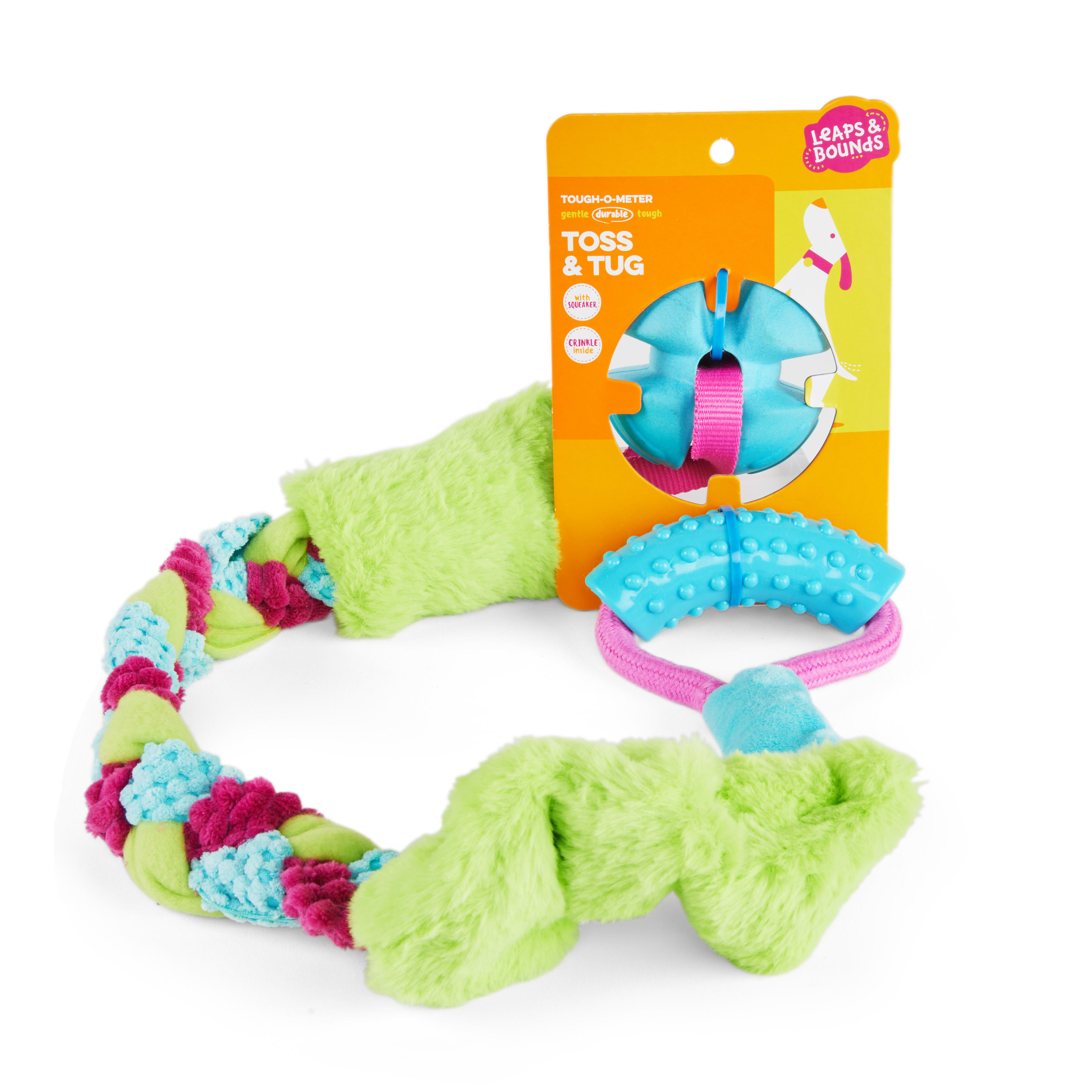 Leaps  Bounds Stretch Tug Toy with Ball for Dogs， Large