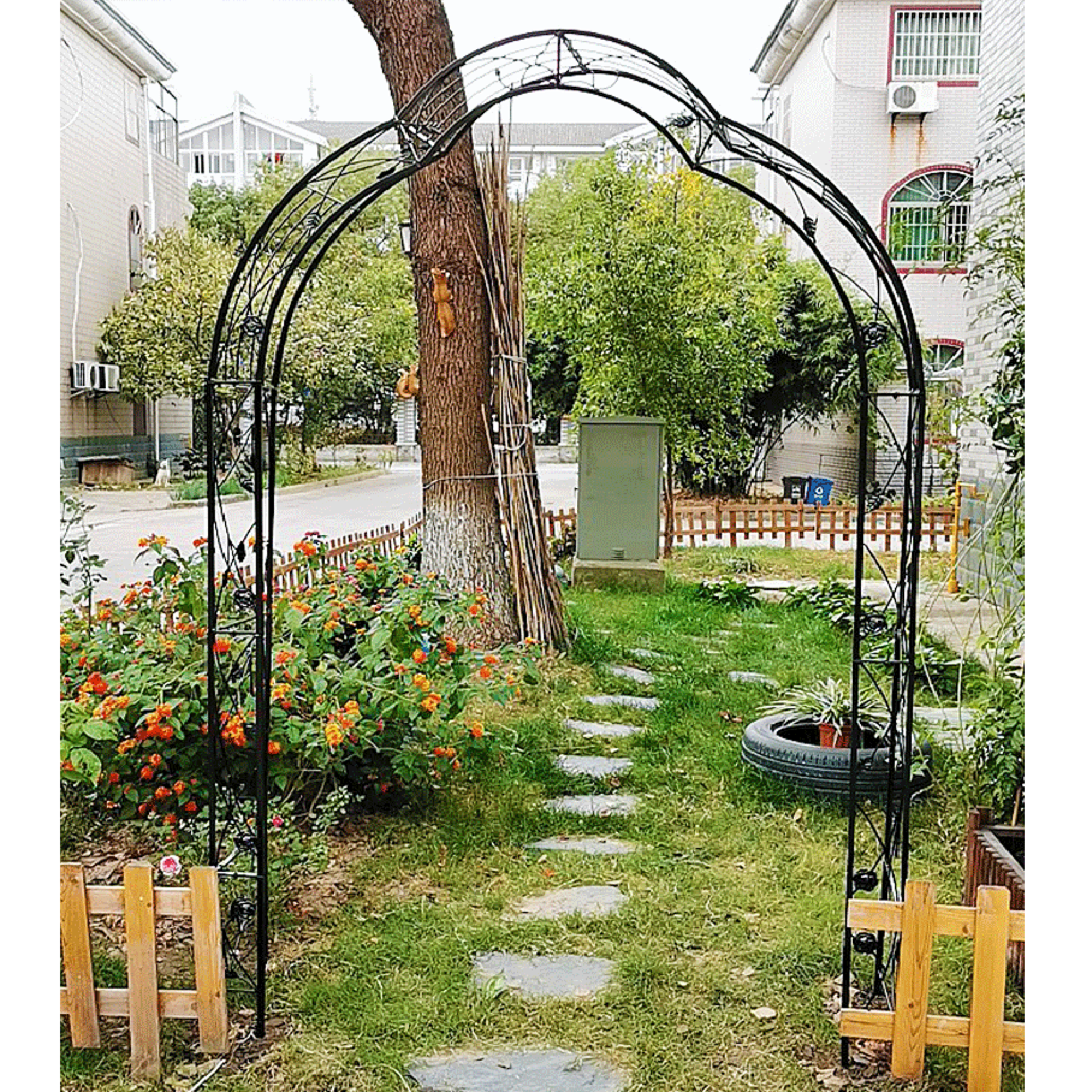 BAOERRS Metal Garden Arch Assemble Freely with 8 Styles Garden Arbor Trellis Climbing Plants Support Rose Arch Outdoor Arch Wedding Arch Party Events Archway Black