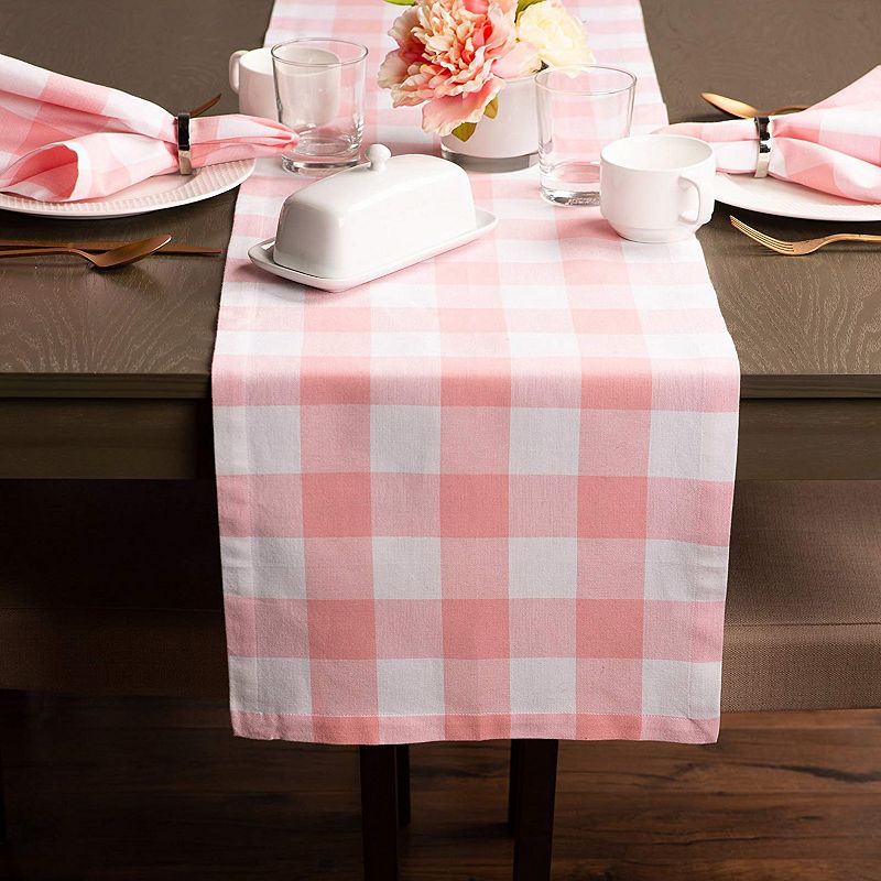 72 Pink and White Buffalo Checkered Rectangular Table Runner