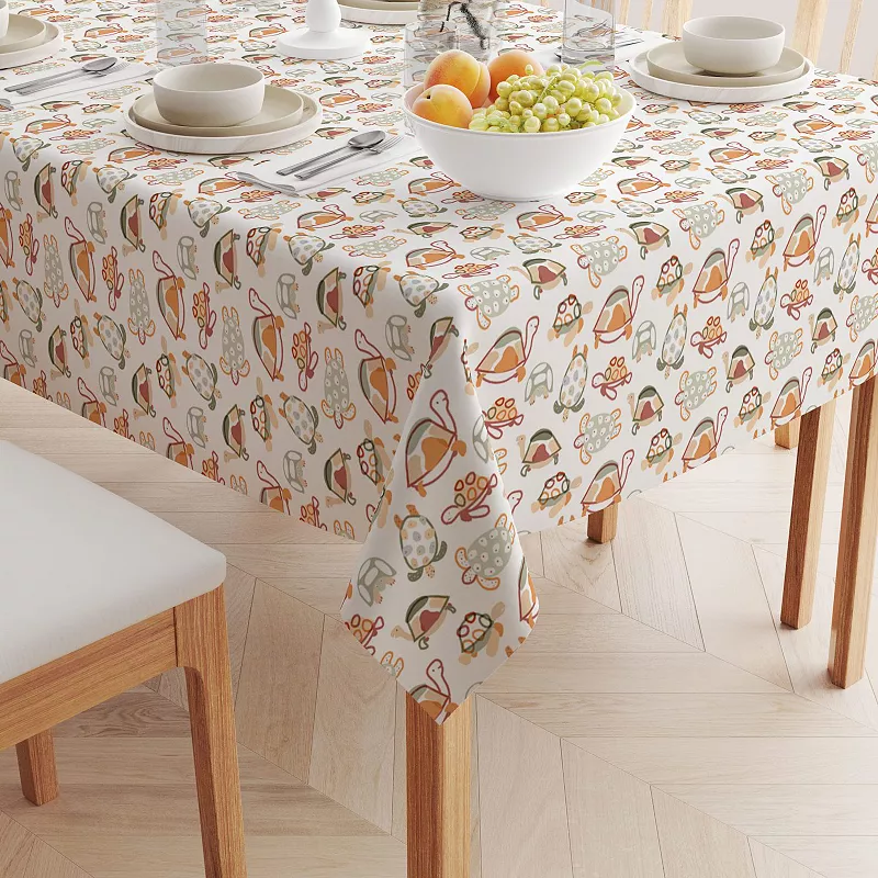 Square Tablecloth， 100% Polyester， 54x54， Doodle Turtles