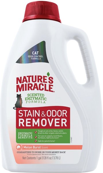 Nature's Miracle Cat Enzymatic Stain Remover and Odor Eliminator Refill， Melon Burst Scent， 1-gal bottle