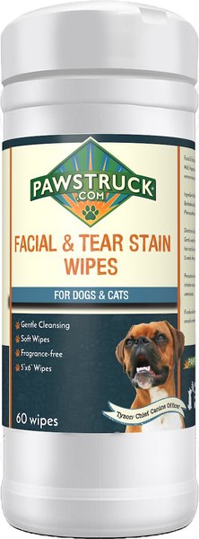 Pawstruck Facial and Tear Stain Dog and Cat Wipes， 60 count