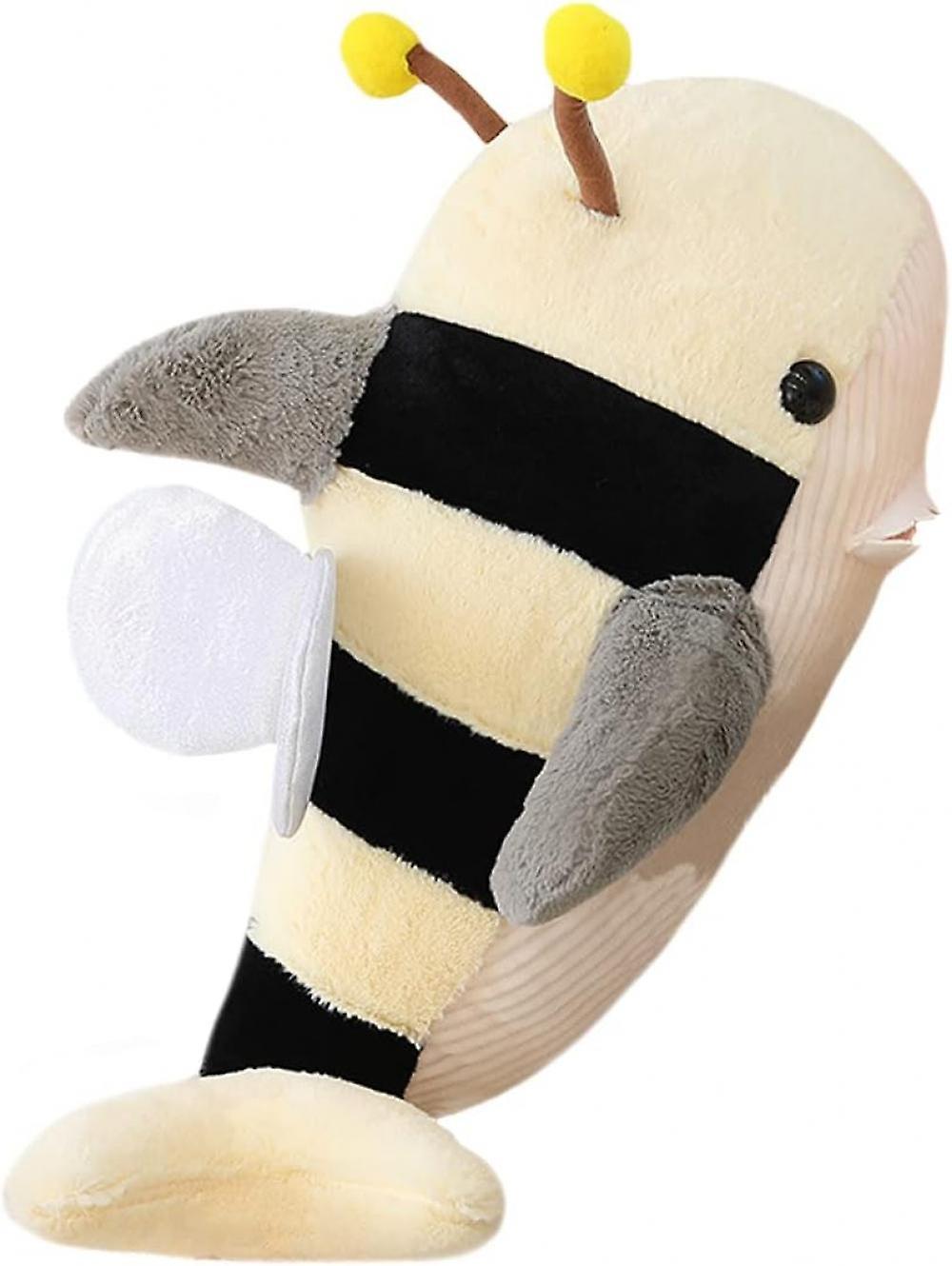 Cute Bumblebee Shark Stuffed Ocean Toy Soft Yellow Bee Shark Plush Japanese Anime Lifelike Shark Dolls Plushie Honeybee Shark  17.7''(only For Age 14+