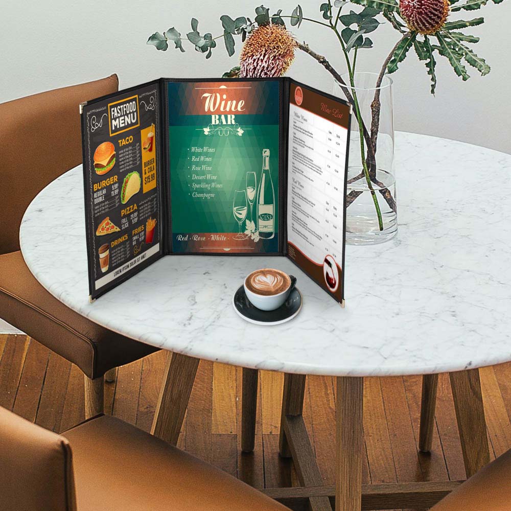 Yescom 30x Menu Covers Cafe Restaurant Triple 8.5x11 Black