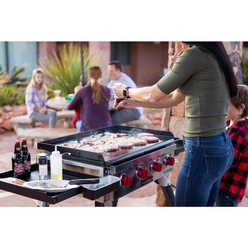 Camp Chef Flat Top Grill 600 Portable 4Burner Propane Gas Grill in Black with Griddle