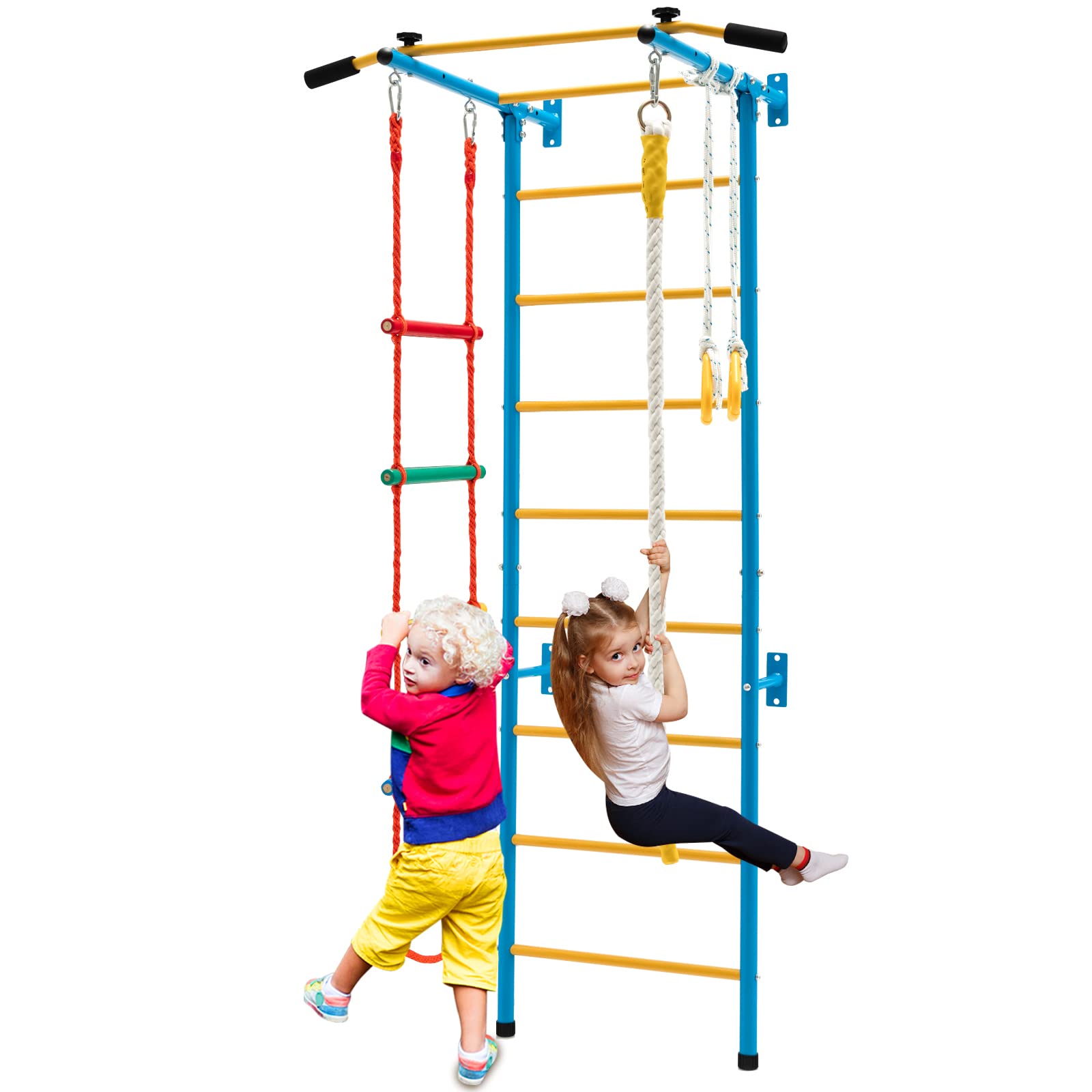 Costzon Climbing Toys for Toddlers, Kids Ladder Wall Set for Exercise, Indoor Steel Stall Bars with Wall Ladder