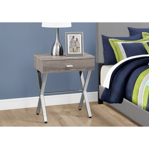 Dark Taupe Chrome Metal 24nch Accent Table