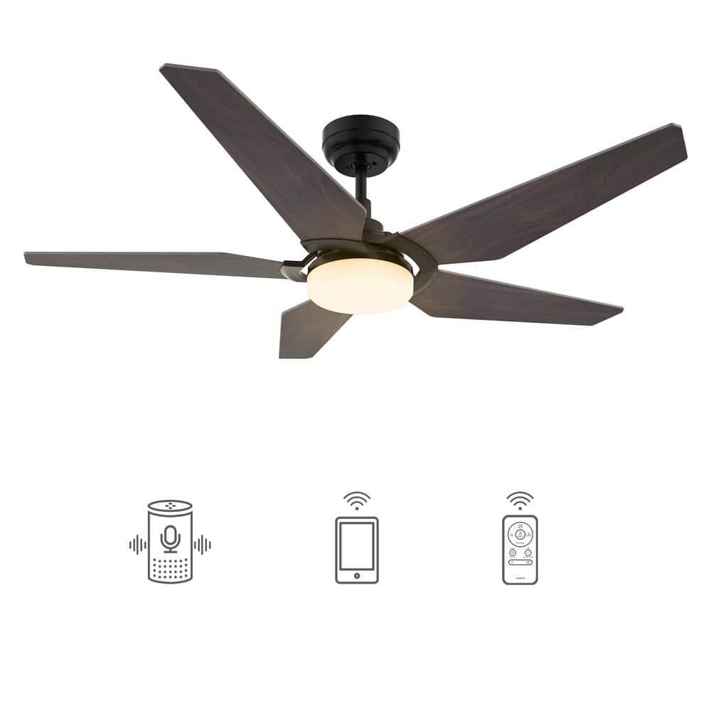 CARRO Voyager 52 in Dimmable LED IndoorOutdoor Black Smart Ceiling Fan with Light and Remote Works wAlexaGoogle Home