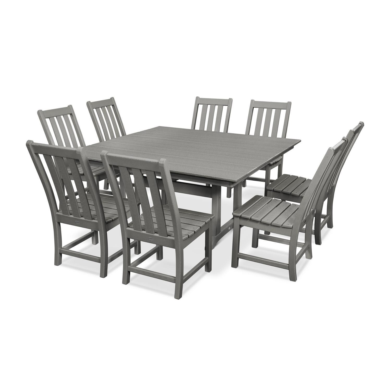 POLYWOOD Vineyard 9-Piece Farmhouse Trestle Dining Set