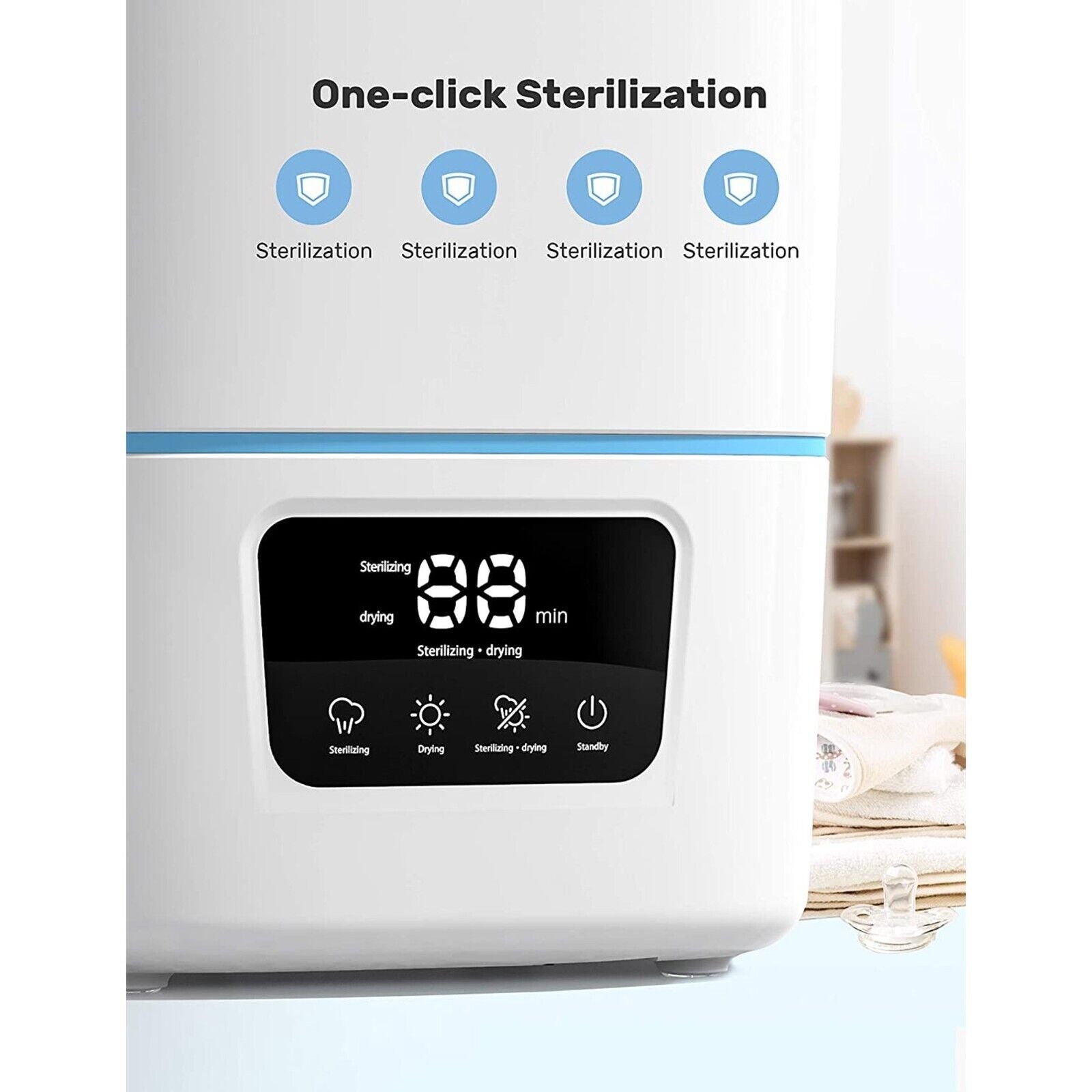 Luxury 3-In-1 Baby Bottle Steam Sterilizer And Dryer With LCD Screen