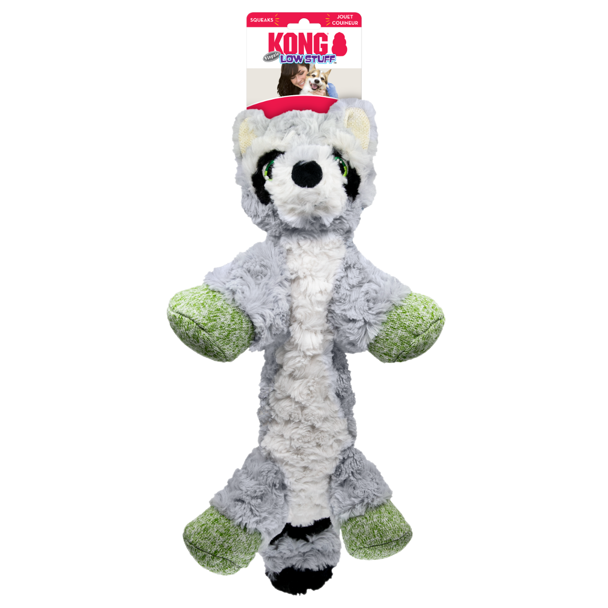 KONG Low Stuff Flopzie Raccoon - Dog Toy