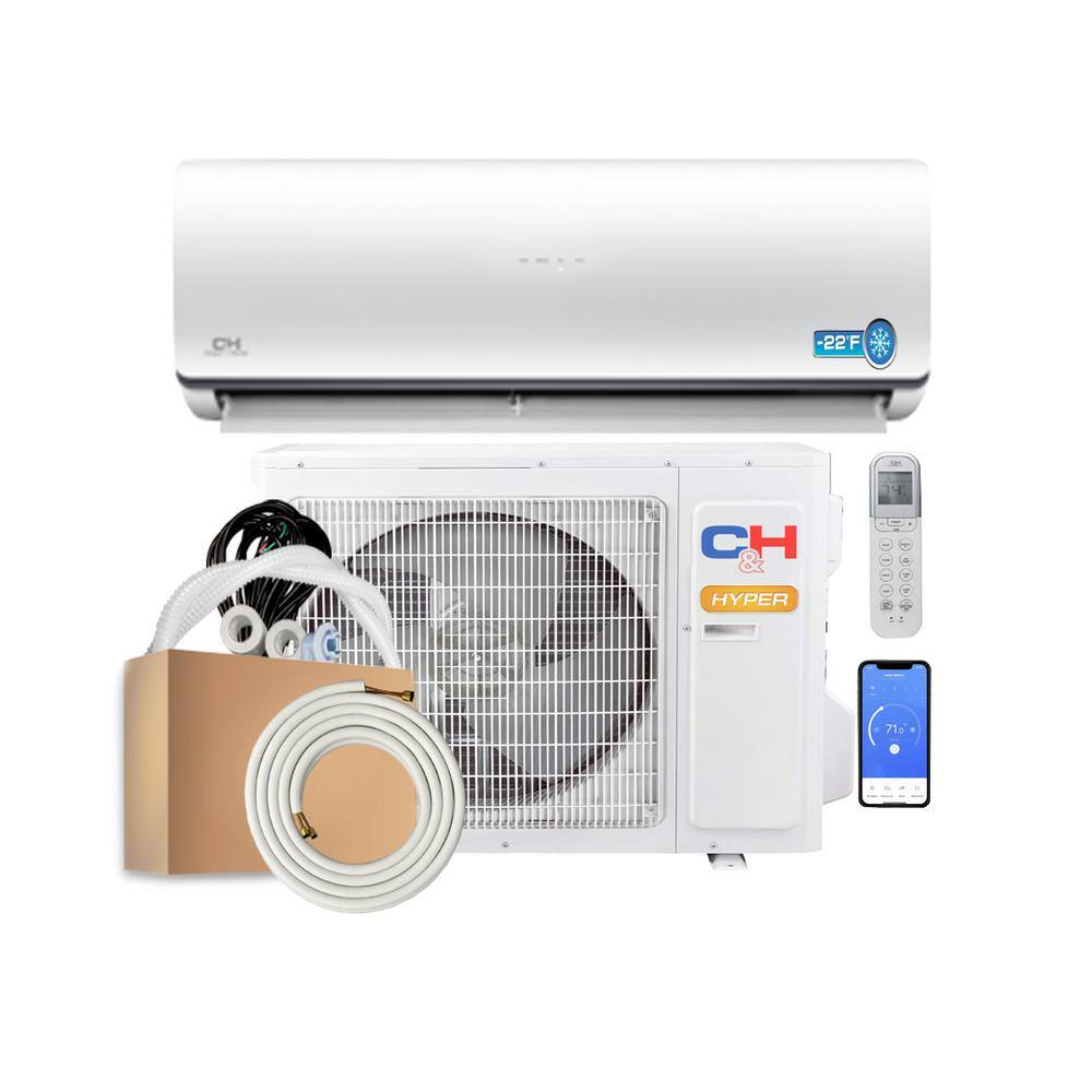 COOPER  HUNTER 18000 BTU 1.5 Ton Sophia Hyper Ductless Mini Split Air Conditioner with Heat Pump and 16 ft. Install Kit 230-Volt CH-HYP18SPH-230VOI-R