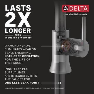 Delta Trinsic Single Hole Single-Handle Bathroom Faucet with Metal Drain Assembly in Matte Black 559HA-BL-DST