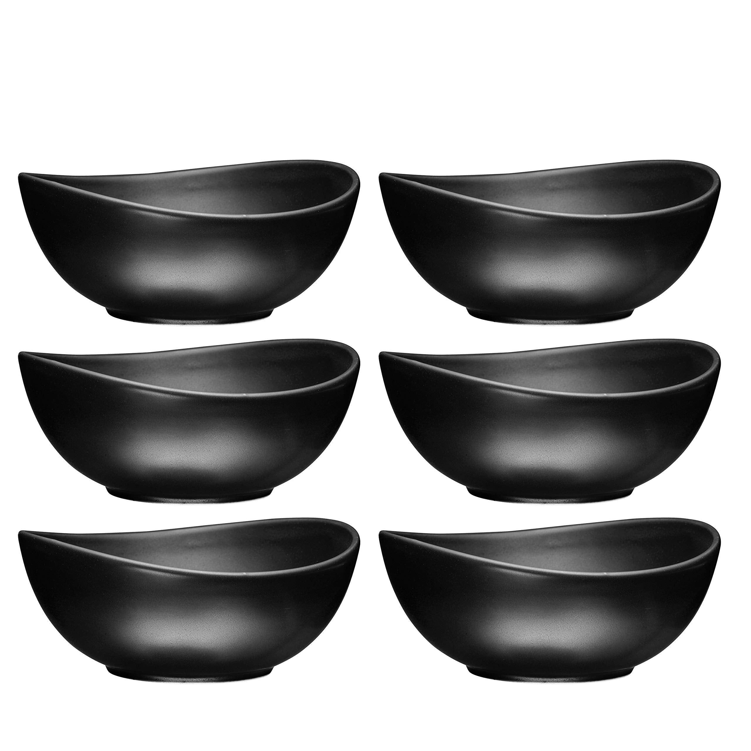 Bruntmor Ceramic Salad， Cereal And Pasta Bowls Set Of 6， Shallow Dinner Bowls That Are Oven， Microwave Oven And Dishwasher Safe， Chip And Scratch Resistant， Matte Black， 28 oz