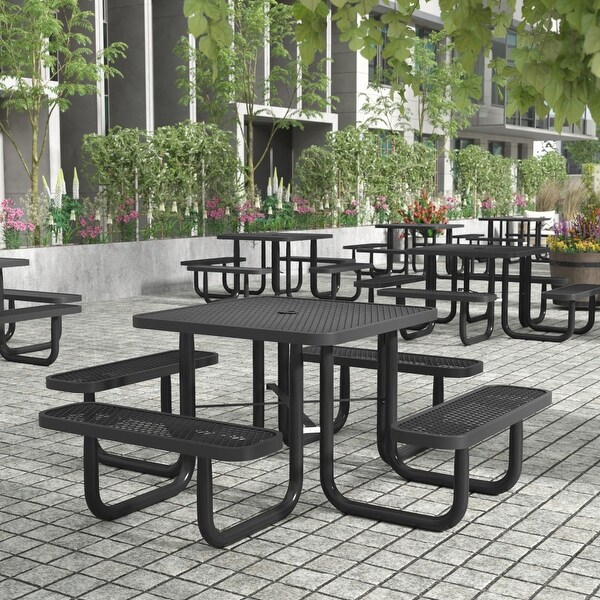 Commercial Grade Expanded Mesh Metal Outdoor Picnic Table