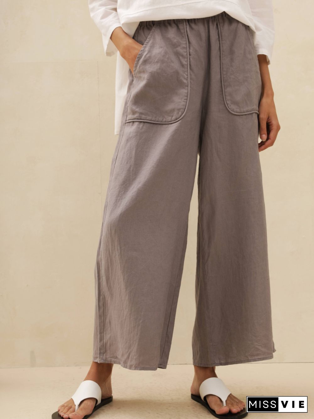 Thalia Linen Pocket Wide Leg Pants