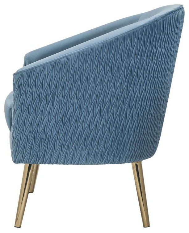 Acme Benny Accent Chair Blue Velvet and Gold   Midcentury   Armchairs And Accent Chairs   by AMOC  Houzz