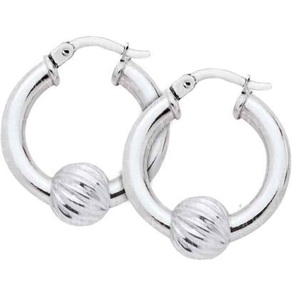 LeStage® Cape Cod  Sterling Silver Swirl Ball Earrings 20mm Hoop