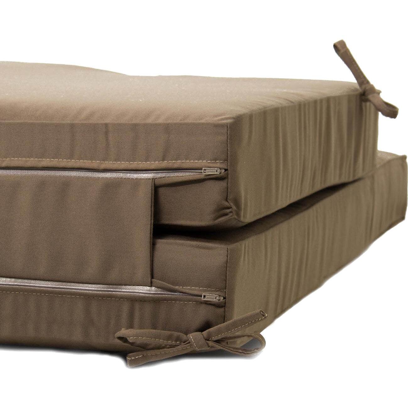 Sunbrella Canvas Cocoa Long Outdoor Replacement Chaise Lounge Cushion W/ Knife Edge By Signature