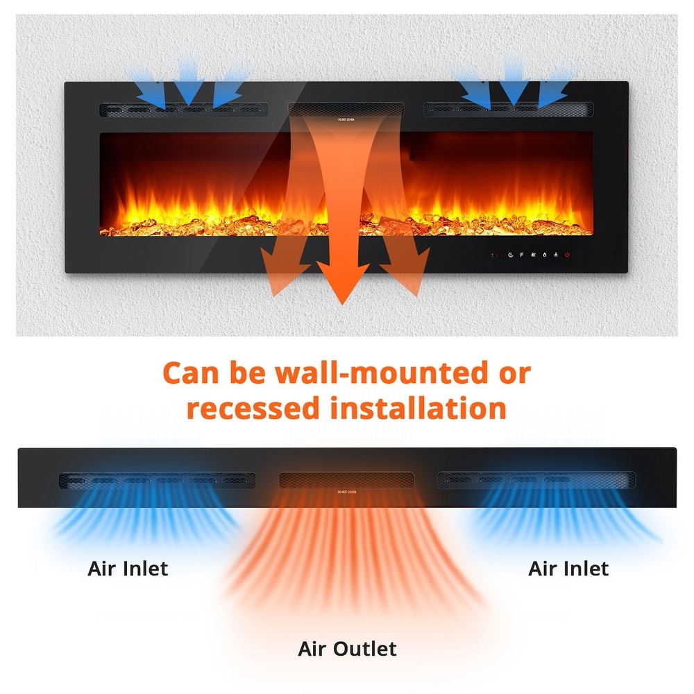 Ultra Thin Recessed Wall Mounted Electric Fireplace Heater