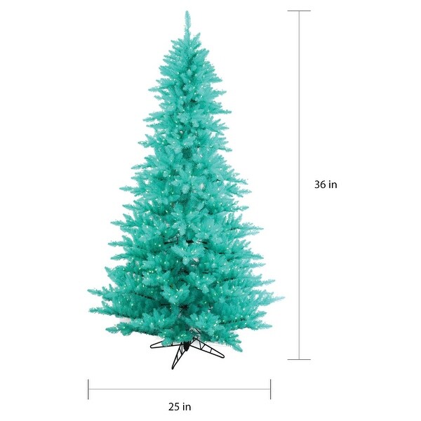 Vickerman Aqua Plastic 3foot Fir Artificial Christmas Tree with 100 Aqua LED Lights