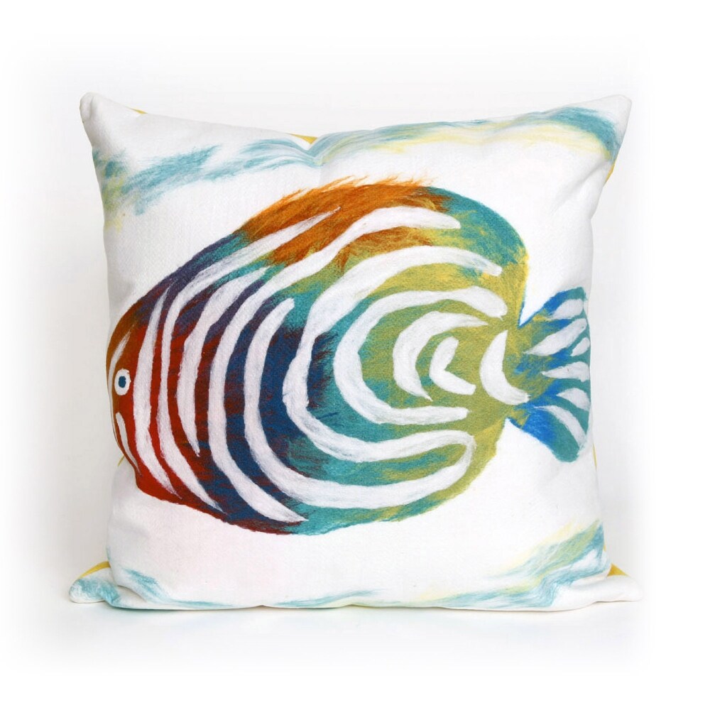 Liora Manne Visions III Rainbow Fish Indoor/Outdoor Pillow Pearl 20\