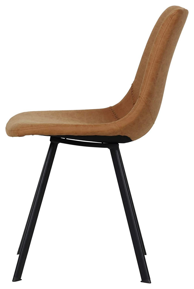 Markley Modern Leather Dining Chair With Metal Legs Set of 4 Light Brown   Contemporary   Dining Chairs   by Uber Bazaar  Houzz