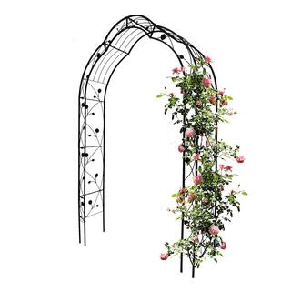 Sudzendf 98 .40 in. Black Metal Outdoor Garden Arbor Trellis with 8 Styles TN322E416