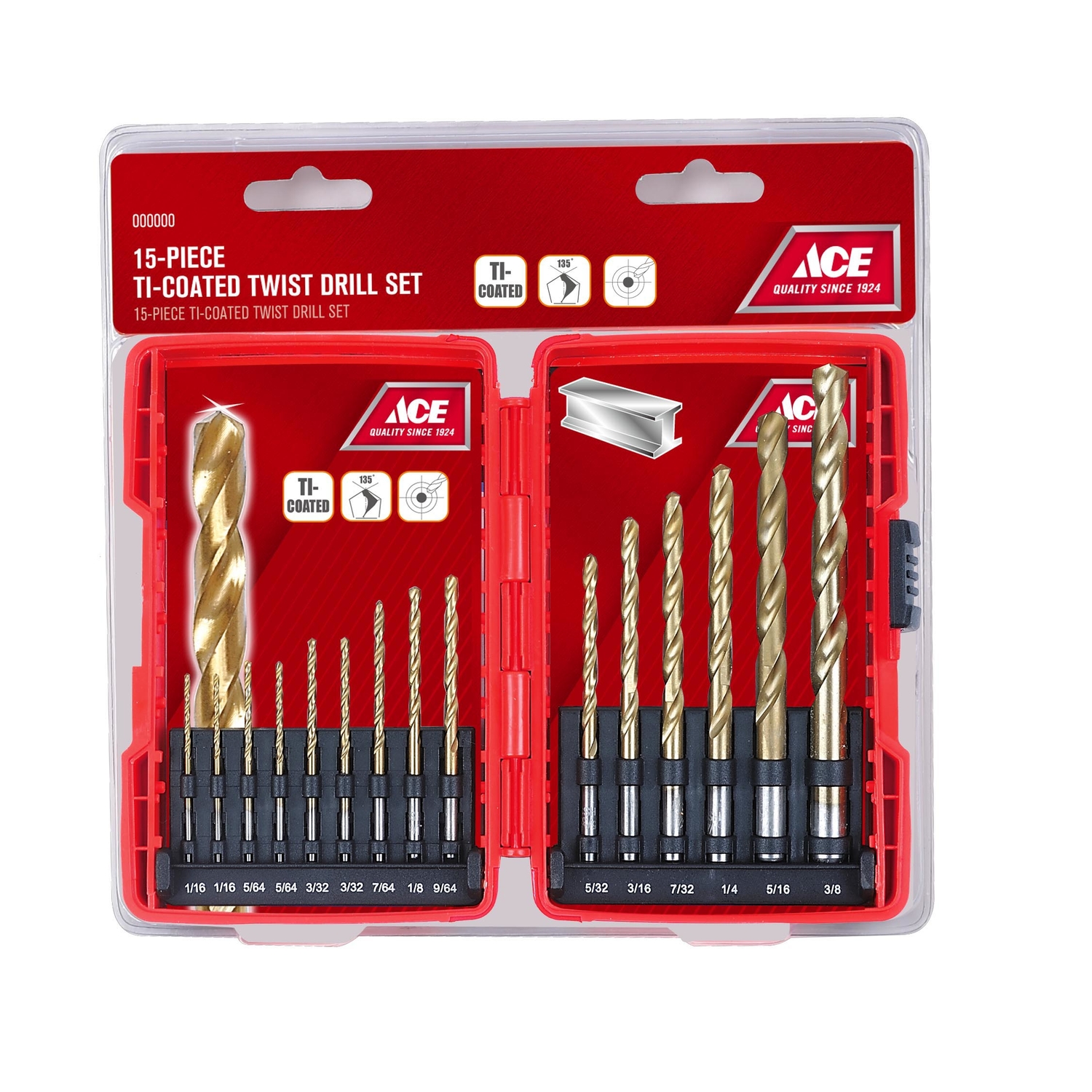 Ace High Speed Steel Drill Bit Set 15 pc