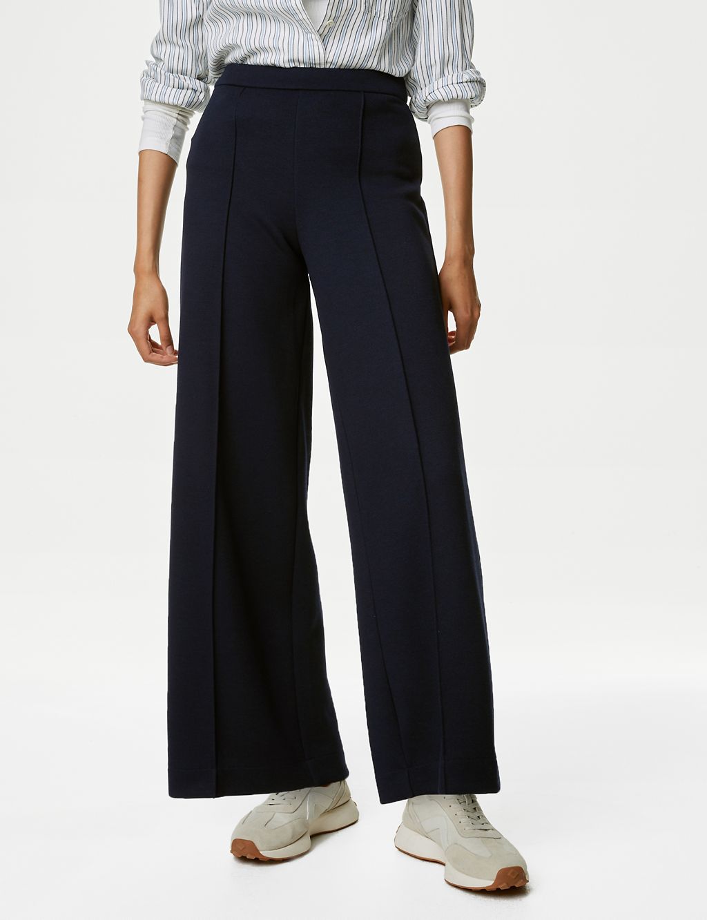 Jersey Elasticated Waist Wide Leg Trousers