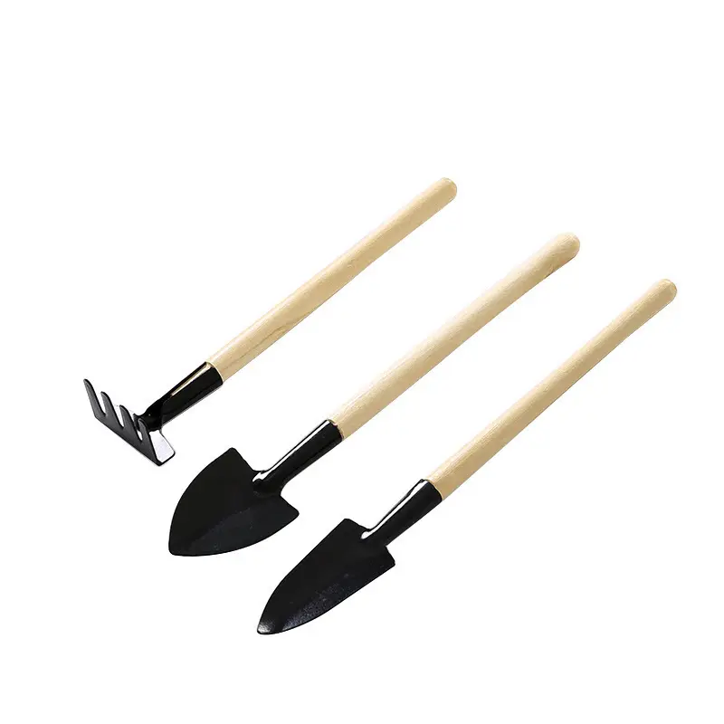 Mini Garden Hand Planting Tools Small Shovel Rake Spade Wood Handle Planting Tools Indoor Plant Tools