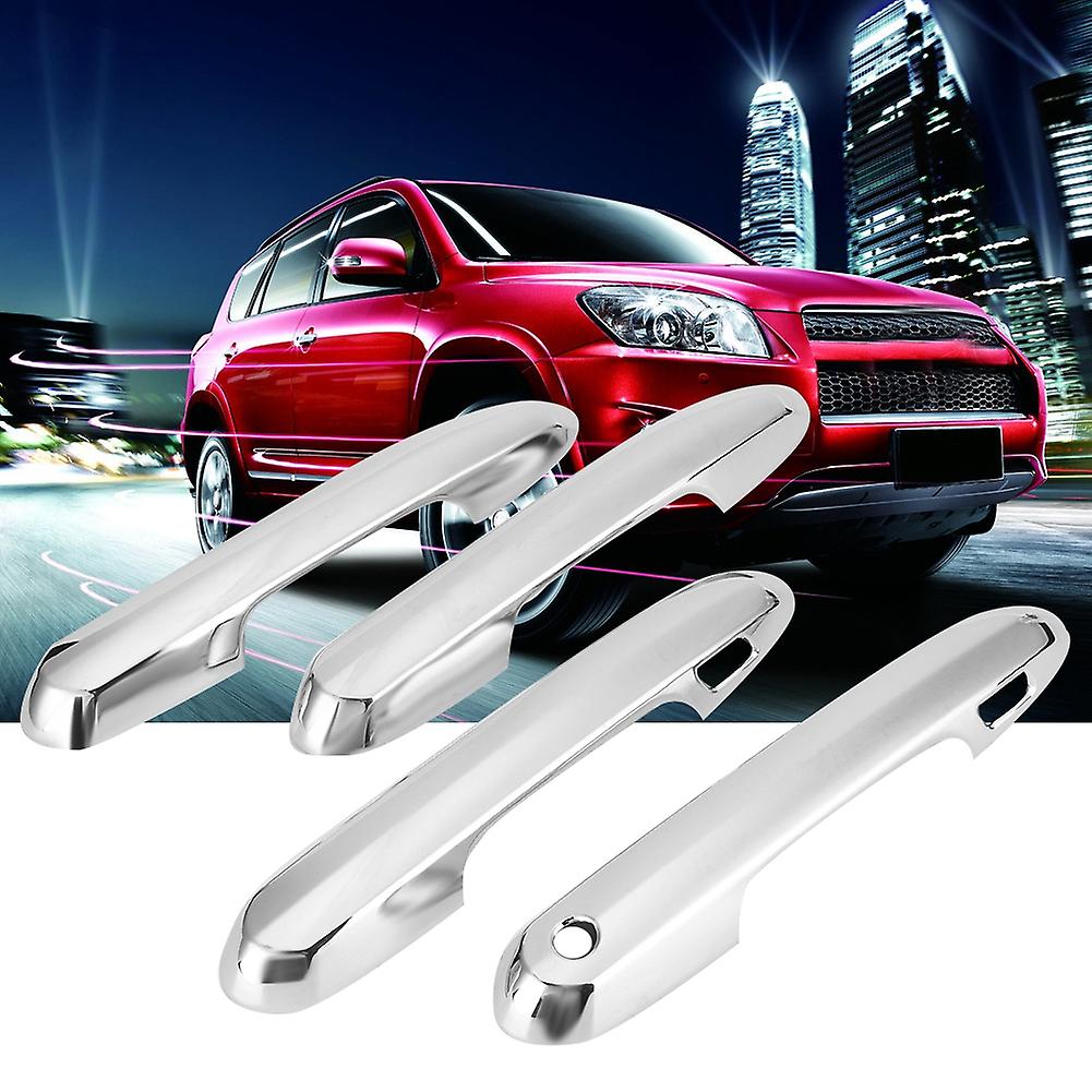 4pcs Electroplate Abs Car Door Exterior Smart Handle Full Cover Trim Fit For Toyota Rav4 2019