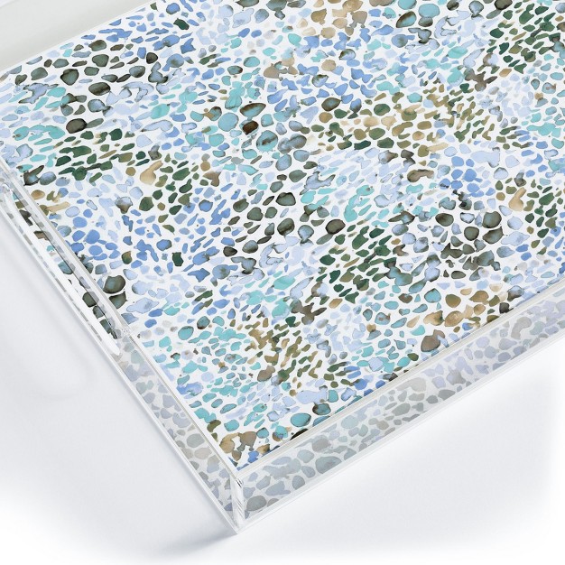 Ninola Design Blue Speckled Painting Watercolor Stains Acrylic Tray Deny Designs