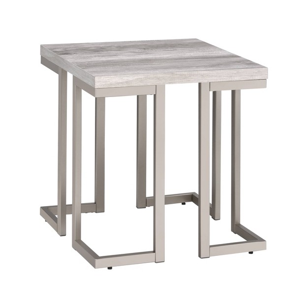 David End Table Gray Driftwood metal Steve Silver Co