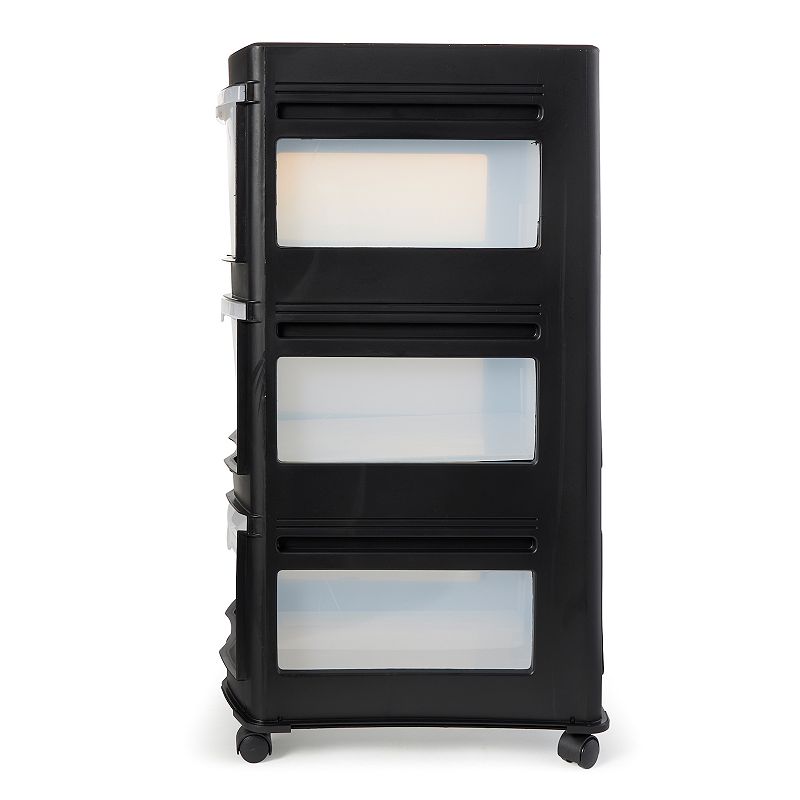 Life Story Classic Black 3 Shelf Standing Plastic Storage Organizer And Drawers