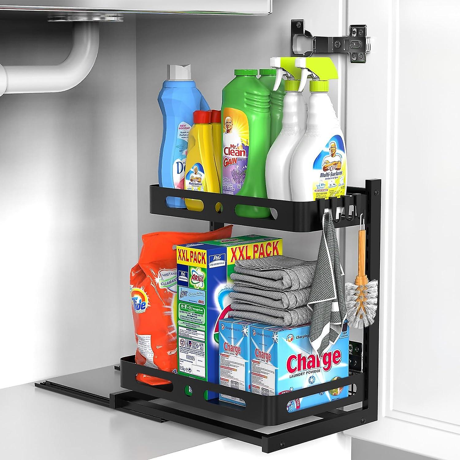 Under Sink Organizer， 2 Tier Pull-out Cabinet Organizer For Kitchen Bathroom Under Sink Organizer And Storage， Sli-outunder Sink Organizers， Height Ad