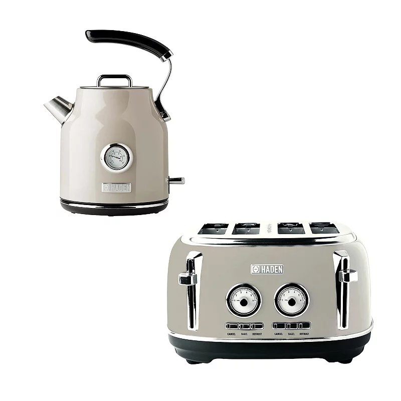 Haden Dorset 1.7 Liter Stainless Steel Electric Kettle w/ Dorset 4 Slice Toaster