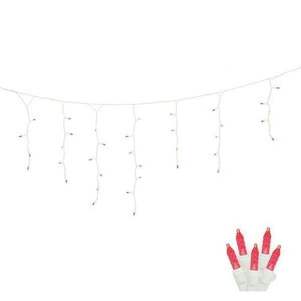 Vickerman 70 Red M5 LED Icicle Light on White Wire，9' Christmas Single Mold Light Strand