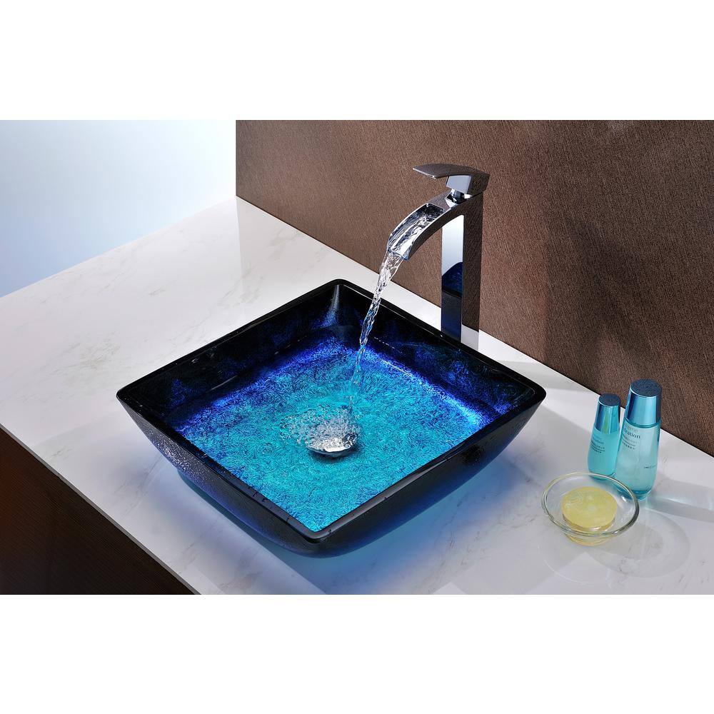 ANZZI Viace Series Deco-Glass Vessel Sink in Blazing Blue LS-AZ056