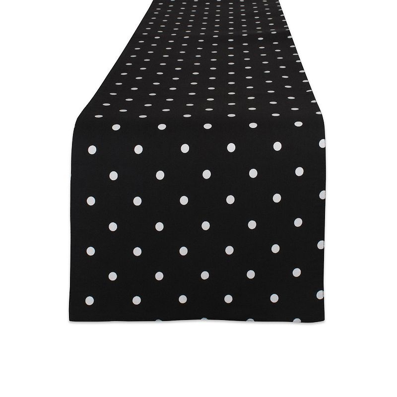 72 White and Black Rectangular Reversible Polka Dot Table Runner