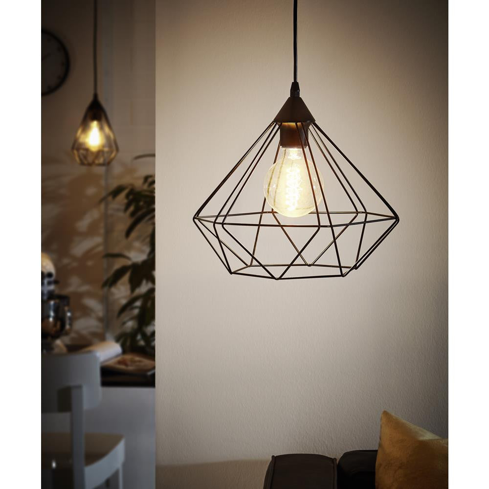 Eglo 94188 Tarbes Vintage Black Wire Cage 1 Lamp Pendant Light 325mm