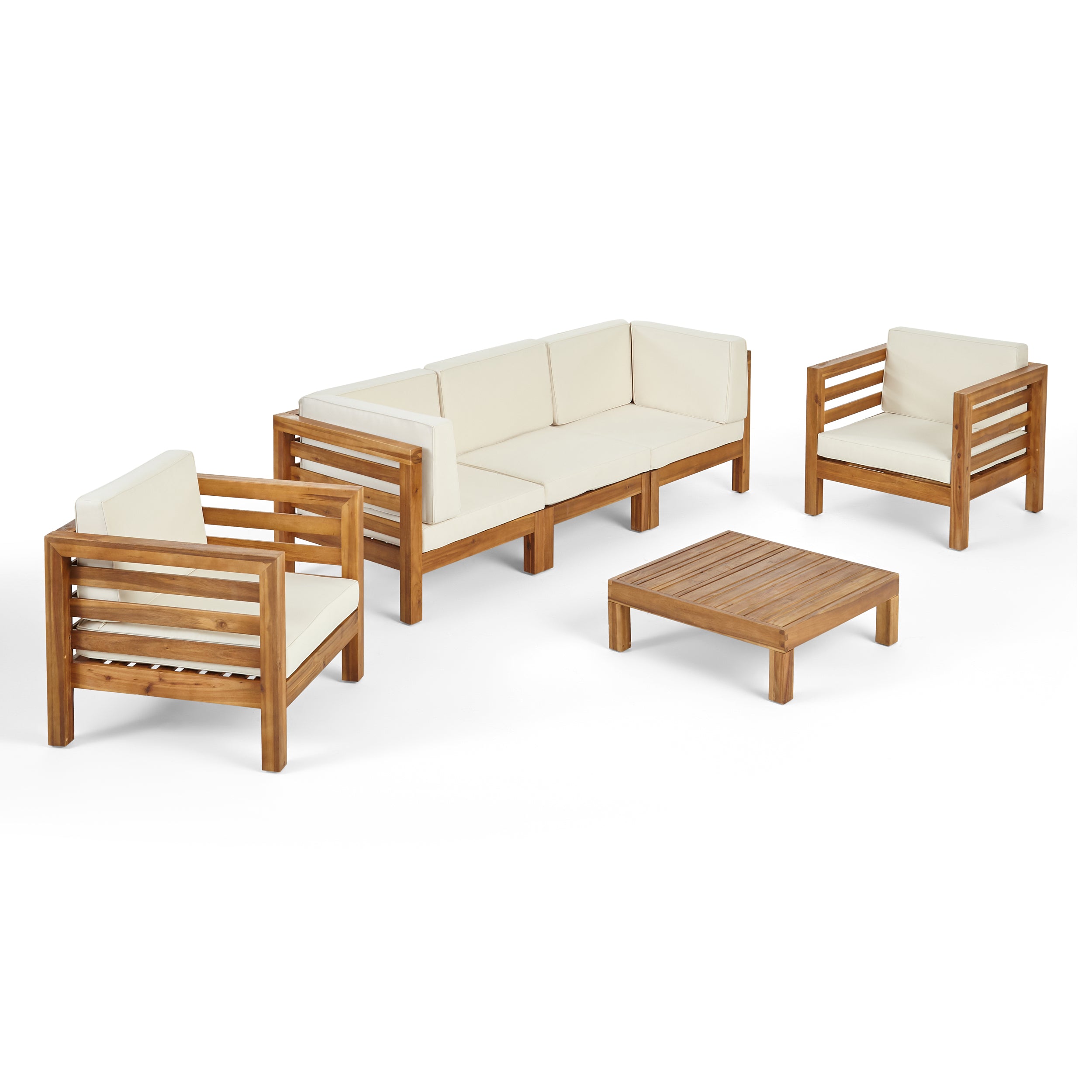 Emma Outdoor 5 Seater Acacia Wood Sofa Chat Set