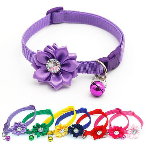 AkoaDa Pet Dog Collar Bell Flower Necklace Collar For Small Dog Puppy Buckle Dog Collar Bell Flower Pet Supplies Dog Accessories